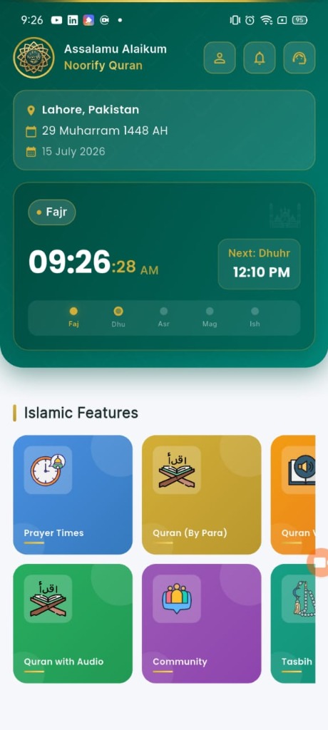 Noorify Quran App Dashboard